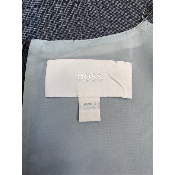 Hugo Boss Dress Sheath Dalanis V Neck Sleeveless Windowpane Check Wool Silk 10 M - Picture 7 of 10